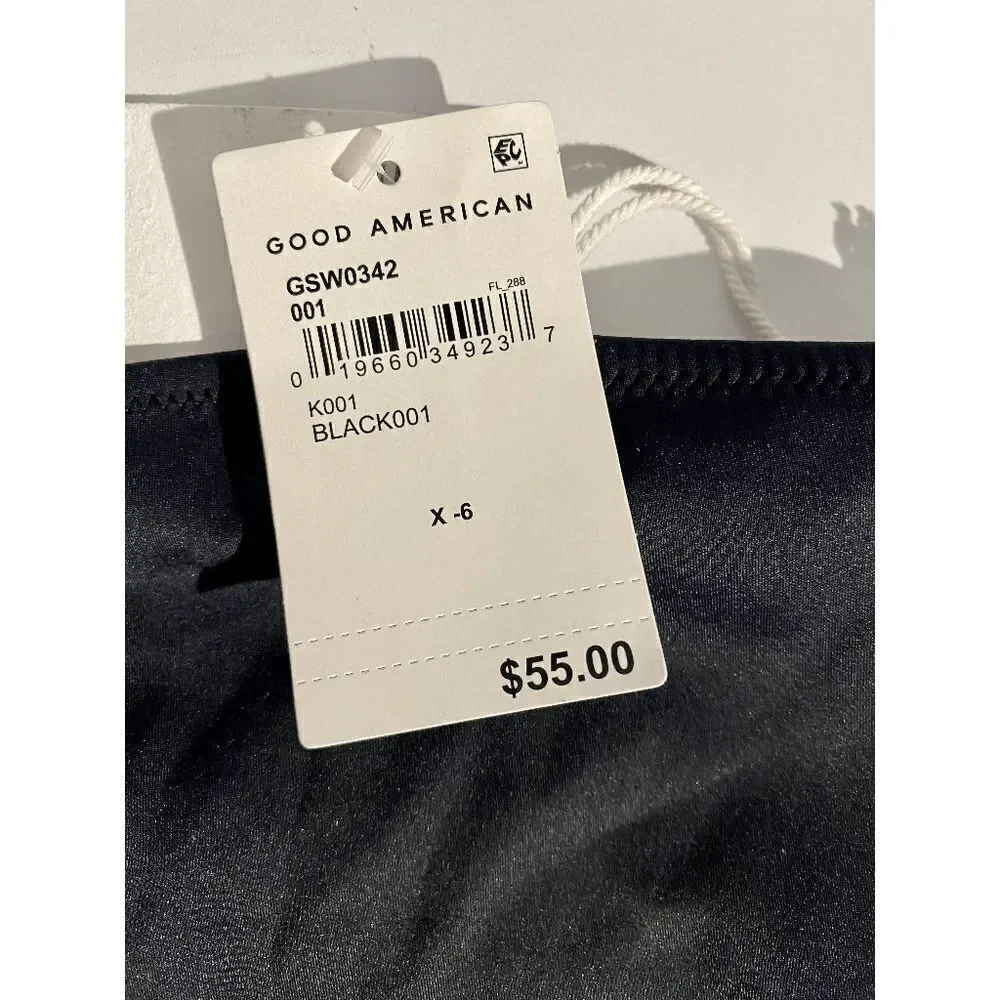 Good American Women’s Always Fits One Shoulder Bikini Top Black